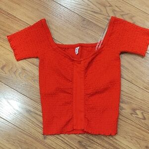 BP Red Textured Crop Top